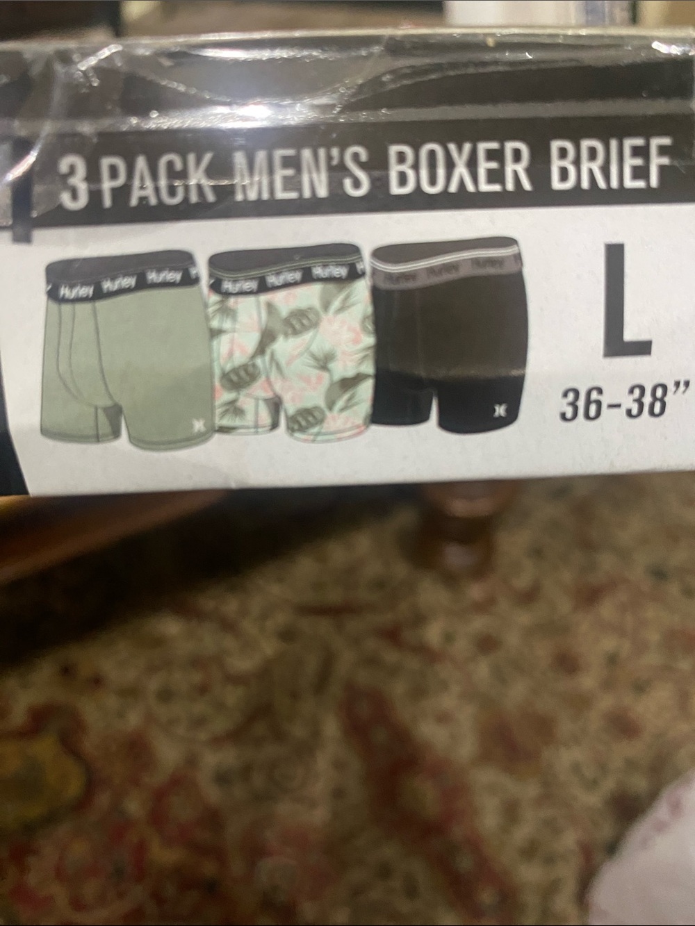 Hurley Men’s 3-Pack Boxer Briefs – Black, Green, Gray - Picture 5 of 5